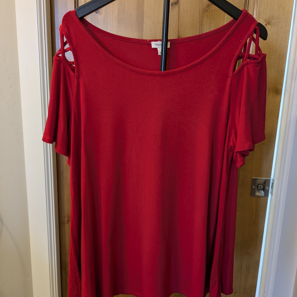 Westport Red Cold Shoulder Tee
